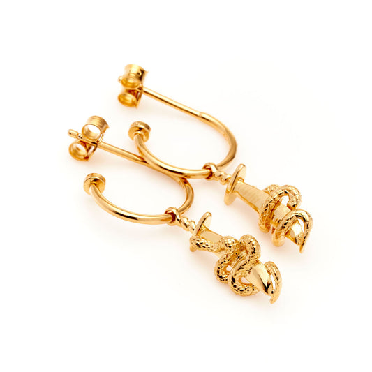 Jamies Exclusive - Gold Plated Snakes & Daggers Anchor Sleeper Earrings