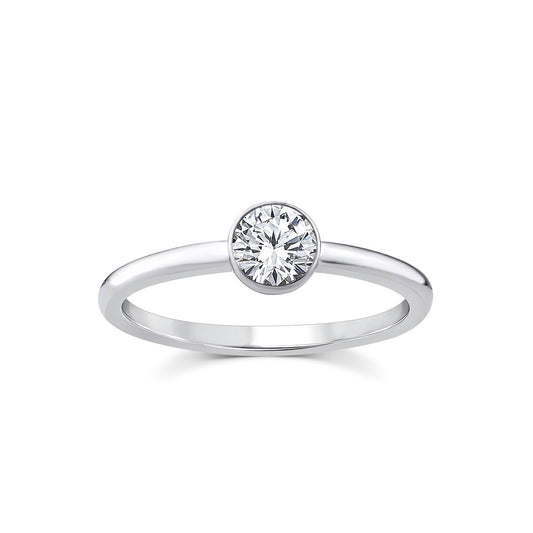 9k White Gold 0.50ct Lab Grown Diamond Bezel Set Ring