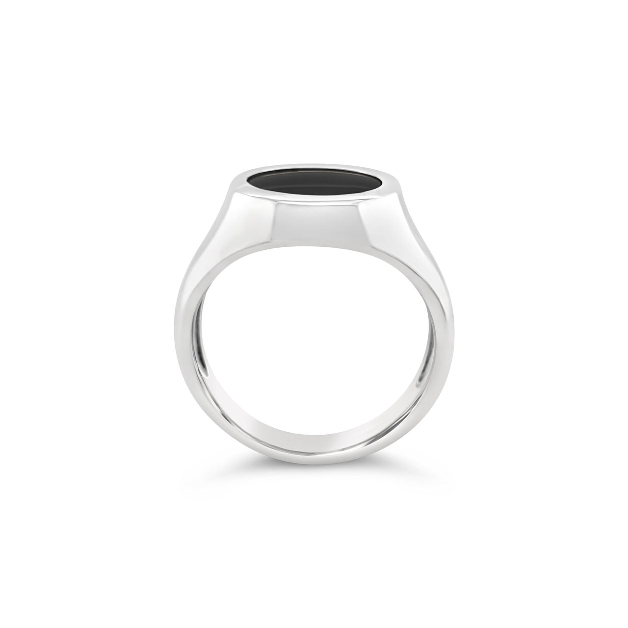Sterling Silver Oval Onyx Mens Dress Ring