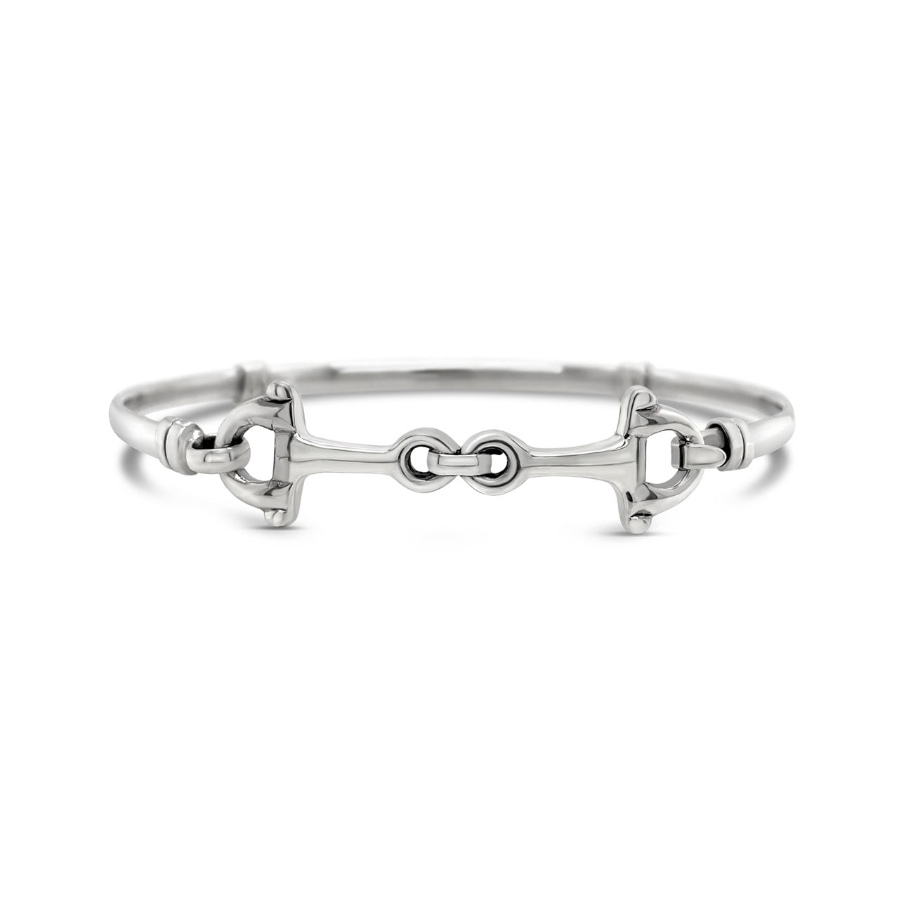 Sterling Silver Light Weight Double Snaffle Clip Over Bangle - Large