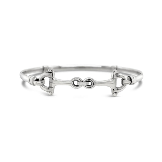 Sterling Silver Light Weight Double Snaffle Clip Over Bangle - Large
