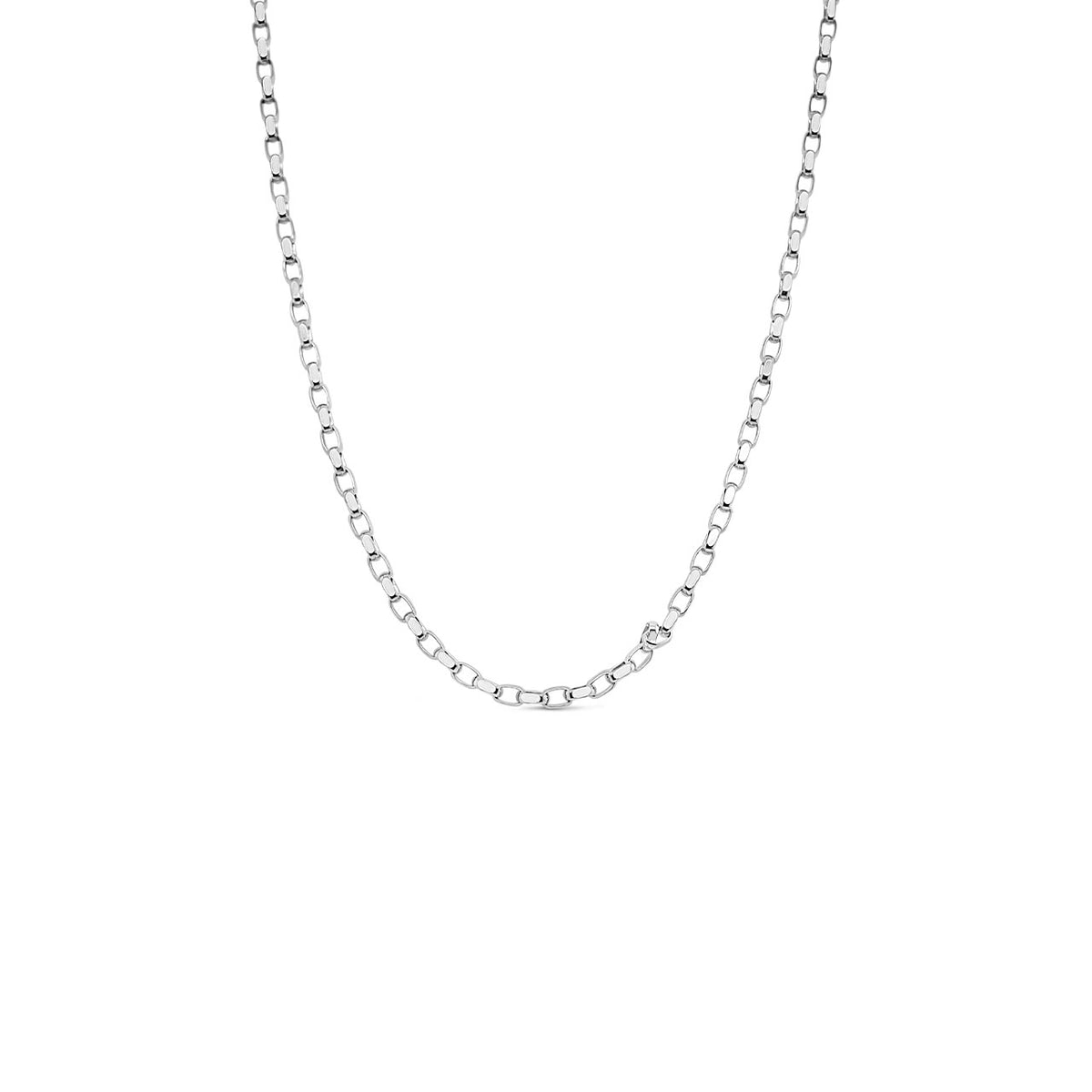 42cm Sterling Silver BOD2 Dia Cut Oval Belcher Chain