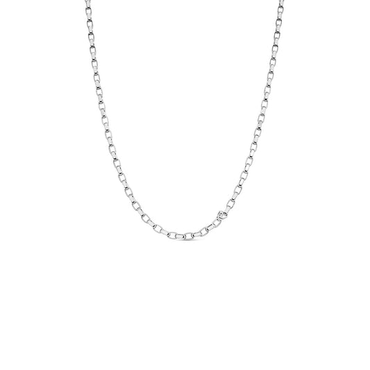 42cm Sterling Silver BOD2 Dia Cut Oval Belcher Chain