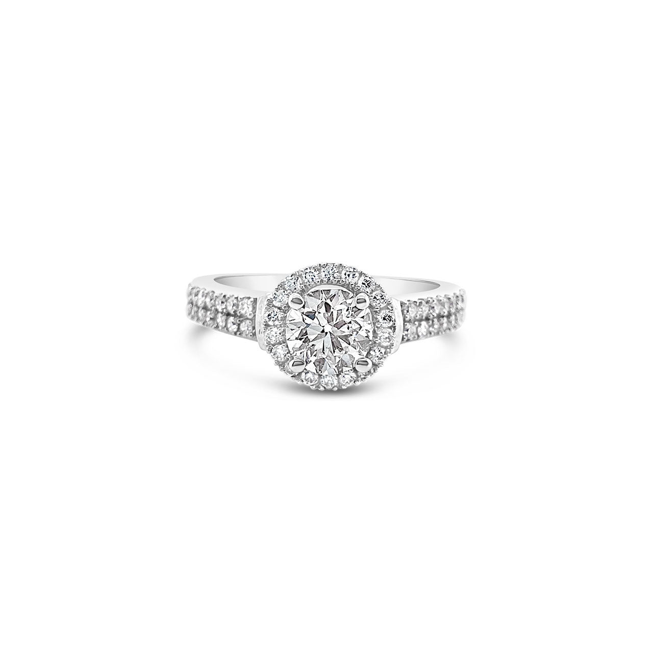 18k White Gold 1.53ct Diamond Halo Engagement Ring