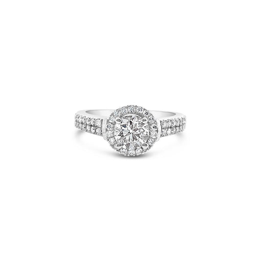 18k White Gold 1.53ct Diamond Halo Engagement Ring