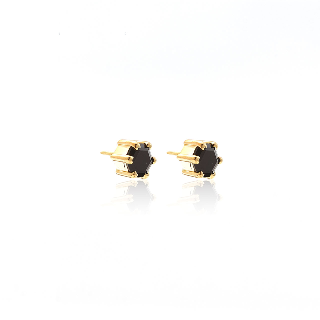 Harmony Stud Earrings Black Spinel + Gold