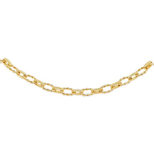 9k Yellow Gold Twist and Plain Belcher 19cm Bracelet