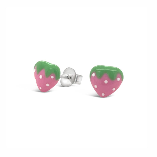 Sterling Silver Strawberry Stud Earrings