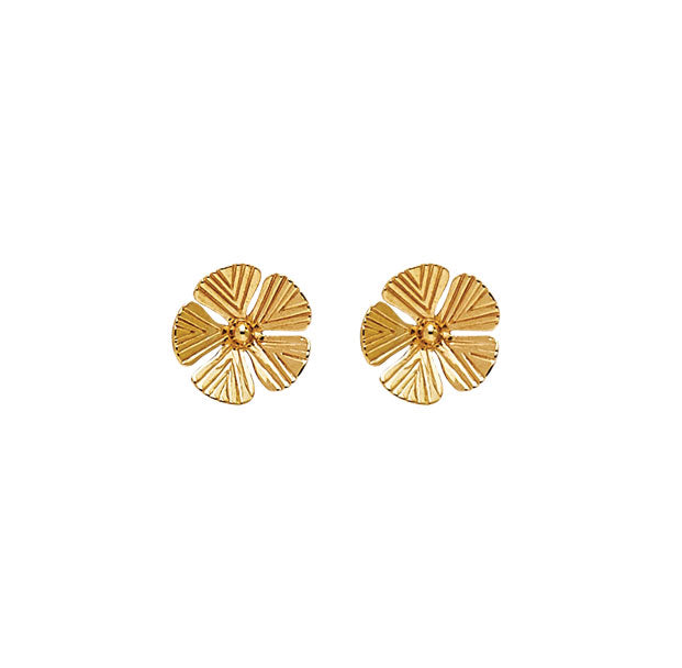 Sterling Silver Gold Plated Flower Stud Earrings