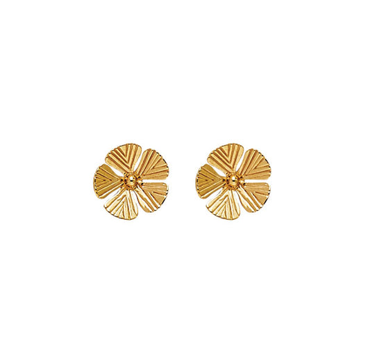 Sterling Silver Gold Plated Flower Stud Earrings