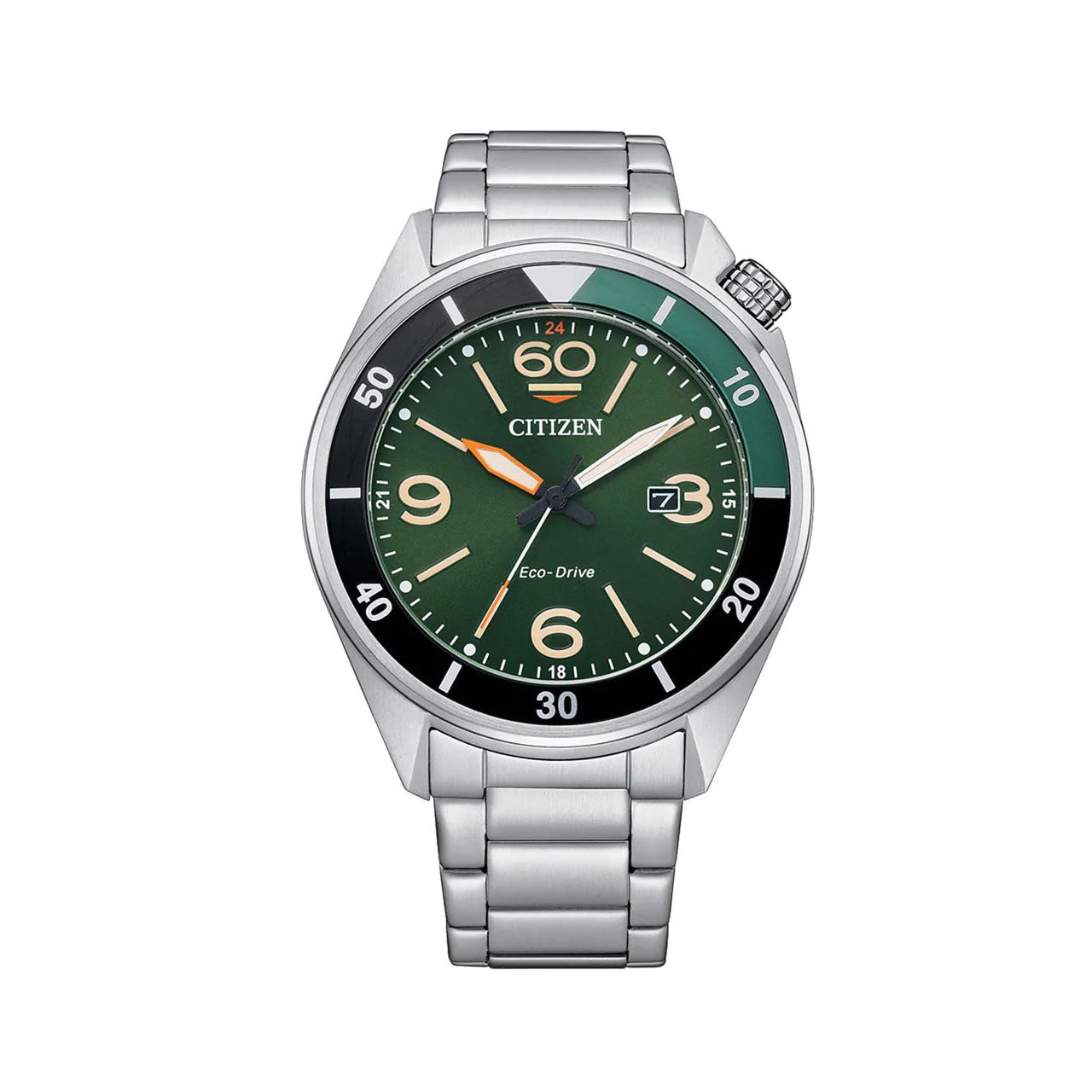 Citizen - AW1718-88X Mens Stainless Eco-Drive Aviator Style Watch