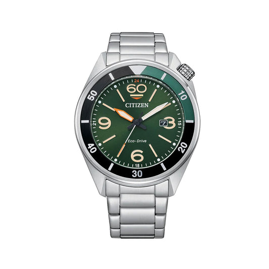 Citizen - AW1718-88X Mens Stainless Eco-Drive Aviator Style Watch