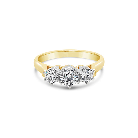 9k Yellow & White Gold 3 Stone Diamond Ring