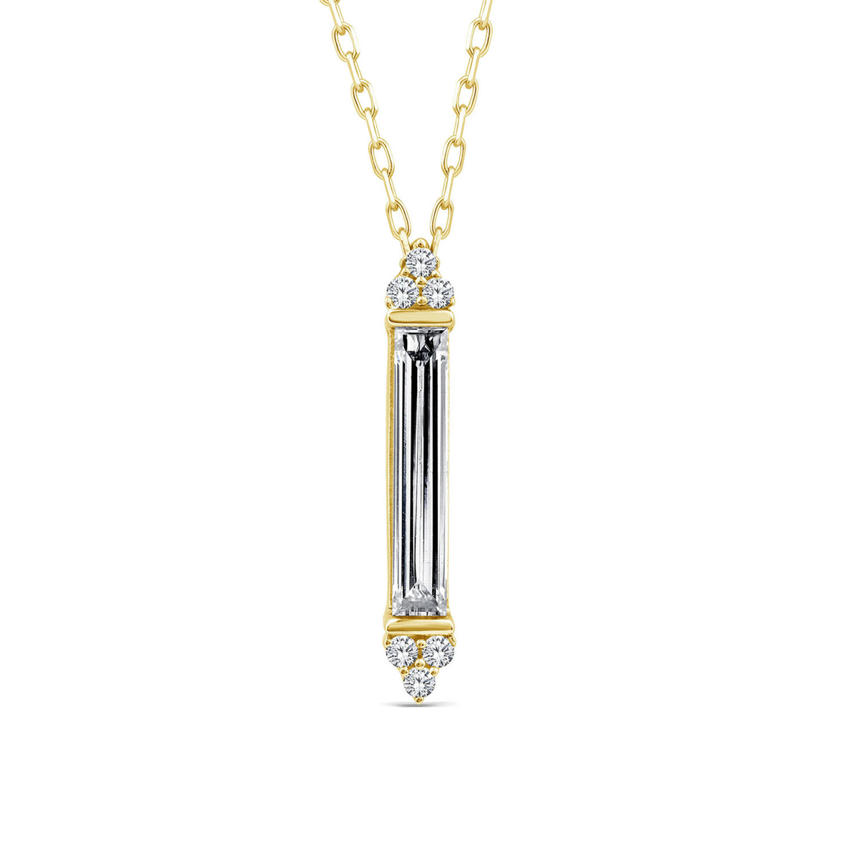 9k Yellow Gold 0.50ct Lab Grown Diamond Baguette Necklace
