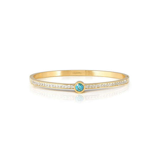 Pretty Bangles 029519/20/21/022 Gold With White & Blue CZ