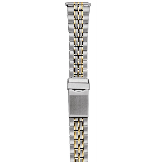 18-22mm Two Tone Steel 3 Fold Clasp Watch Strap