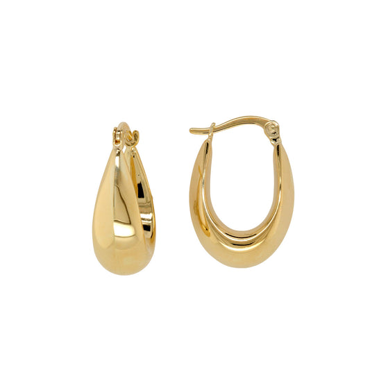 9k Yellow Gold & Silver Bonded Tear Drop Hoop Earrings