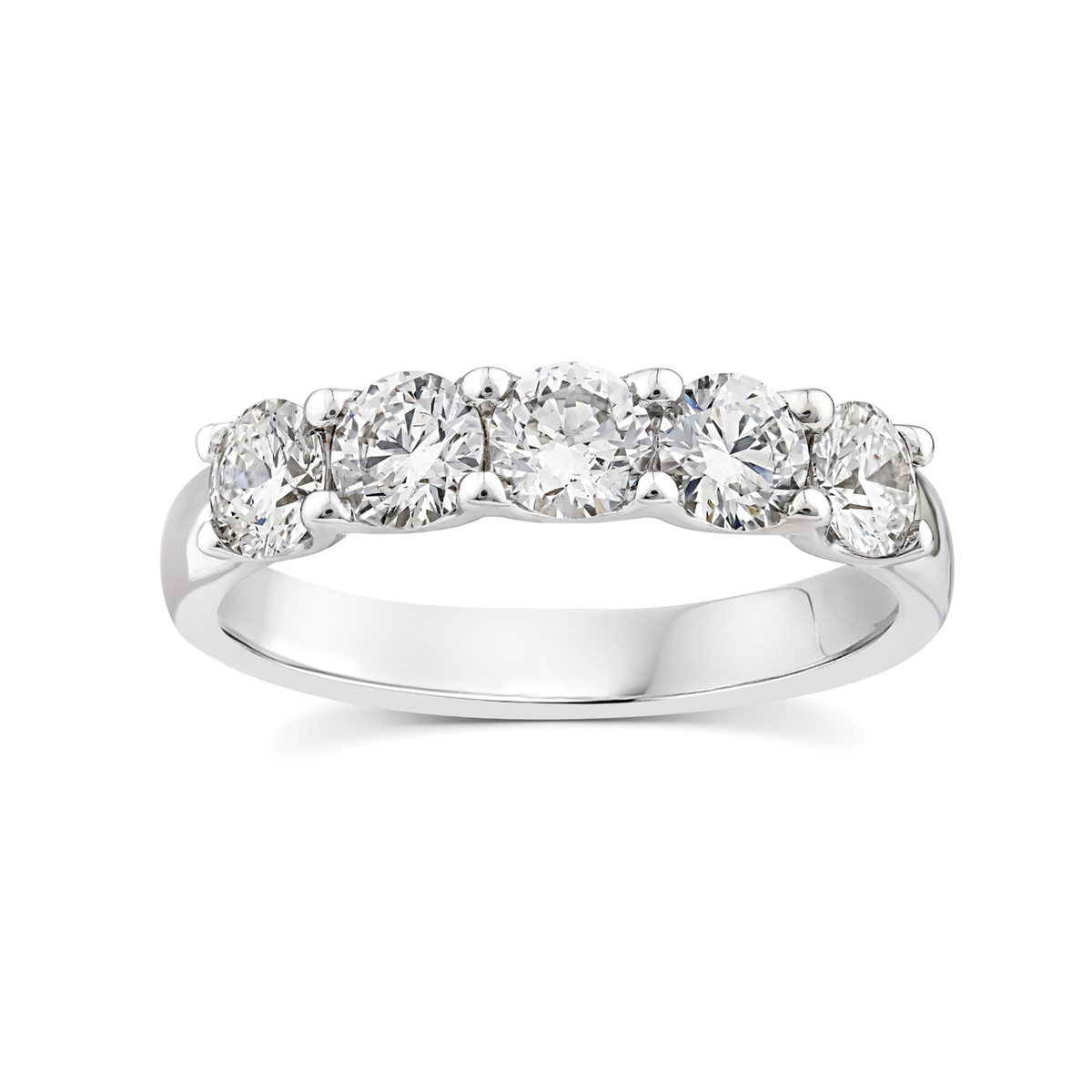 9k White Gold 1.25ct Lab Grown Diamond 5 Stone Anniversay Band - Size N