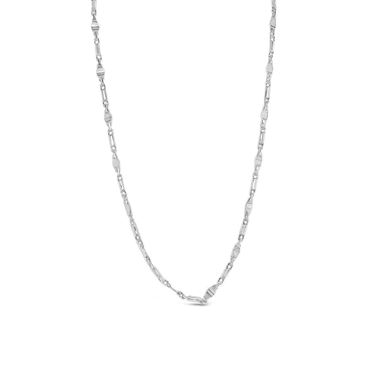 45cm Sterling Silver Round Bar to Crimped Bar Chain
