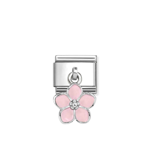 Composable Classic Link 331805/23 Pink Flower Pendant Charm In Silver