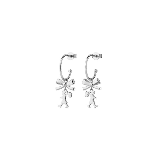 Sterling Silver Mini Girl with a Bow Hoops