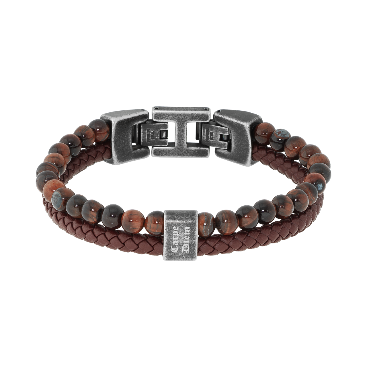 Karma Mens Leather & Bead Bracelet