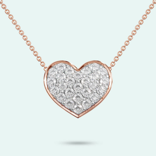 9k Rose Gold The Full Heart Diamond Pendant