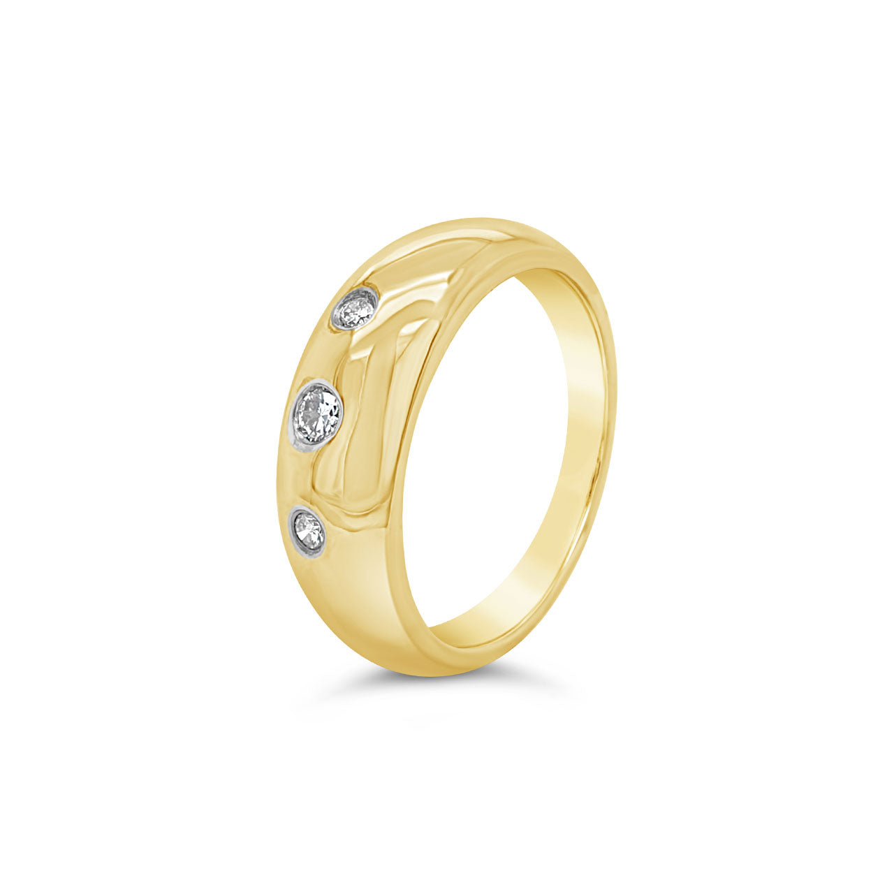 9k Yellow Gold Diamond Three Stone Punch Set Band