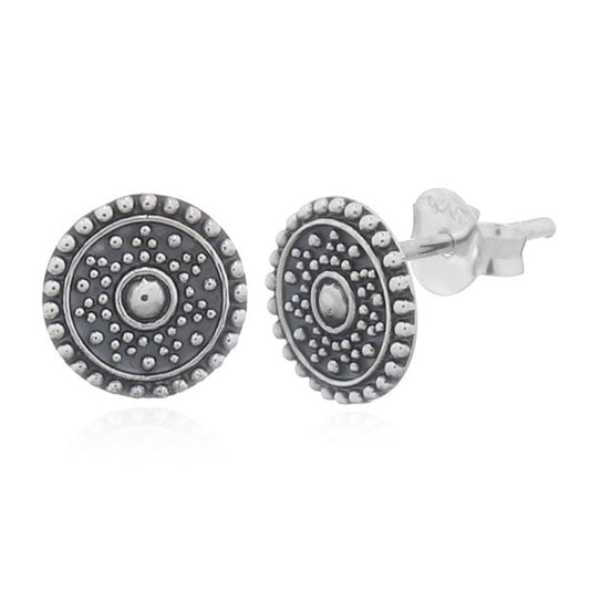 Sterling Silver Dotted Mandela Studs