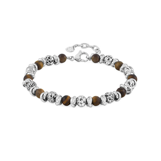 Instinct Bracelet 027919/041 Stainless Steel With Lava Stones & Tiger's Eye
