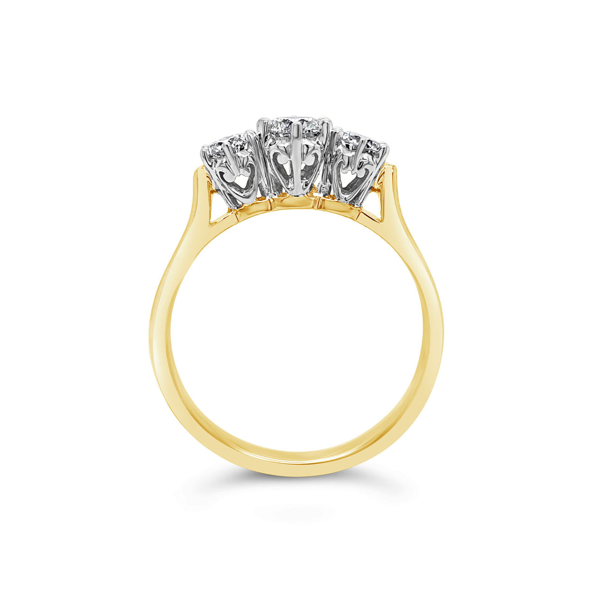9k Yellow & White Gold 3 Stone Diamond Ring