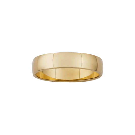 9k Yellow Gold Lightweight Half Round Flat Fit Wedding Band