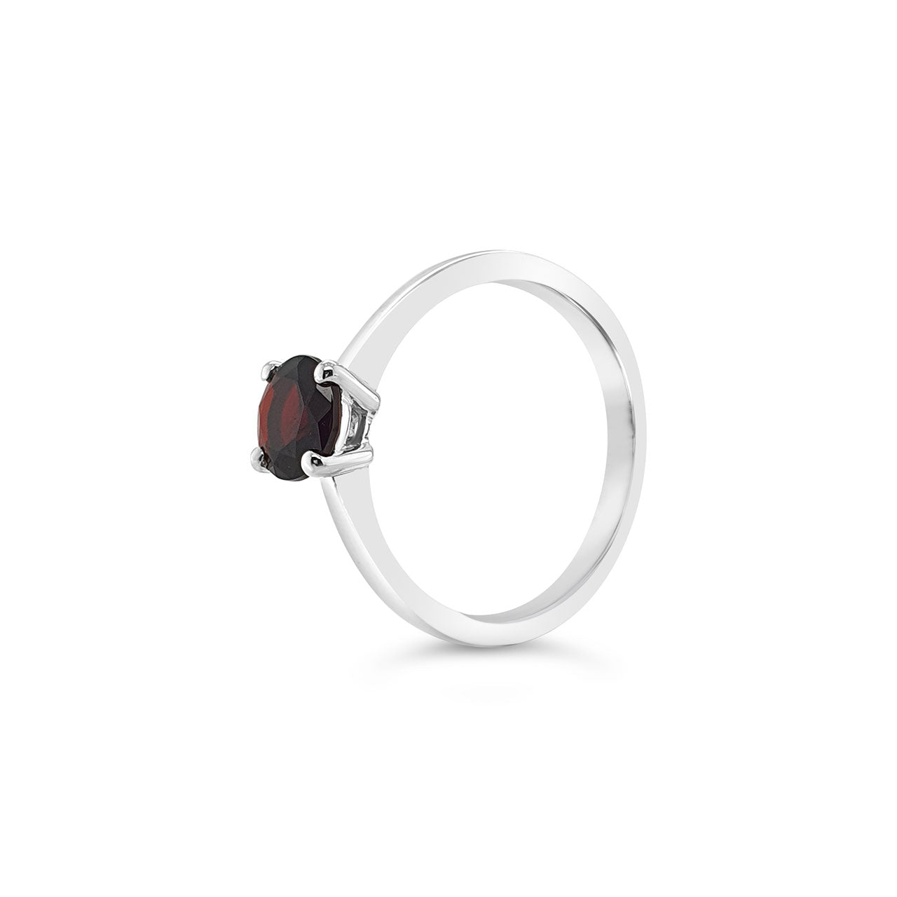 Sterling Silver Garnet Dress Ring - Size O
