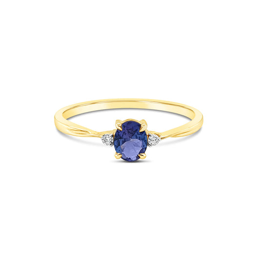 9k Yellow Gold Tanzanite & Diamond Dress Ring