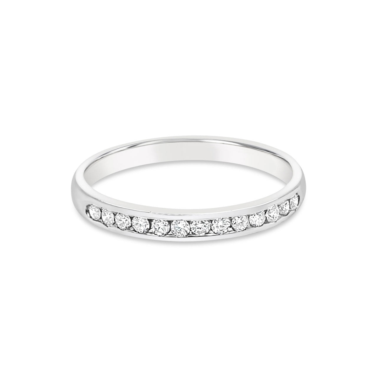 9k White Gold Diamond Channel set Ring