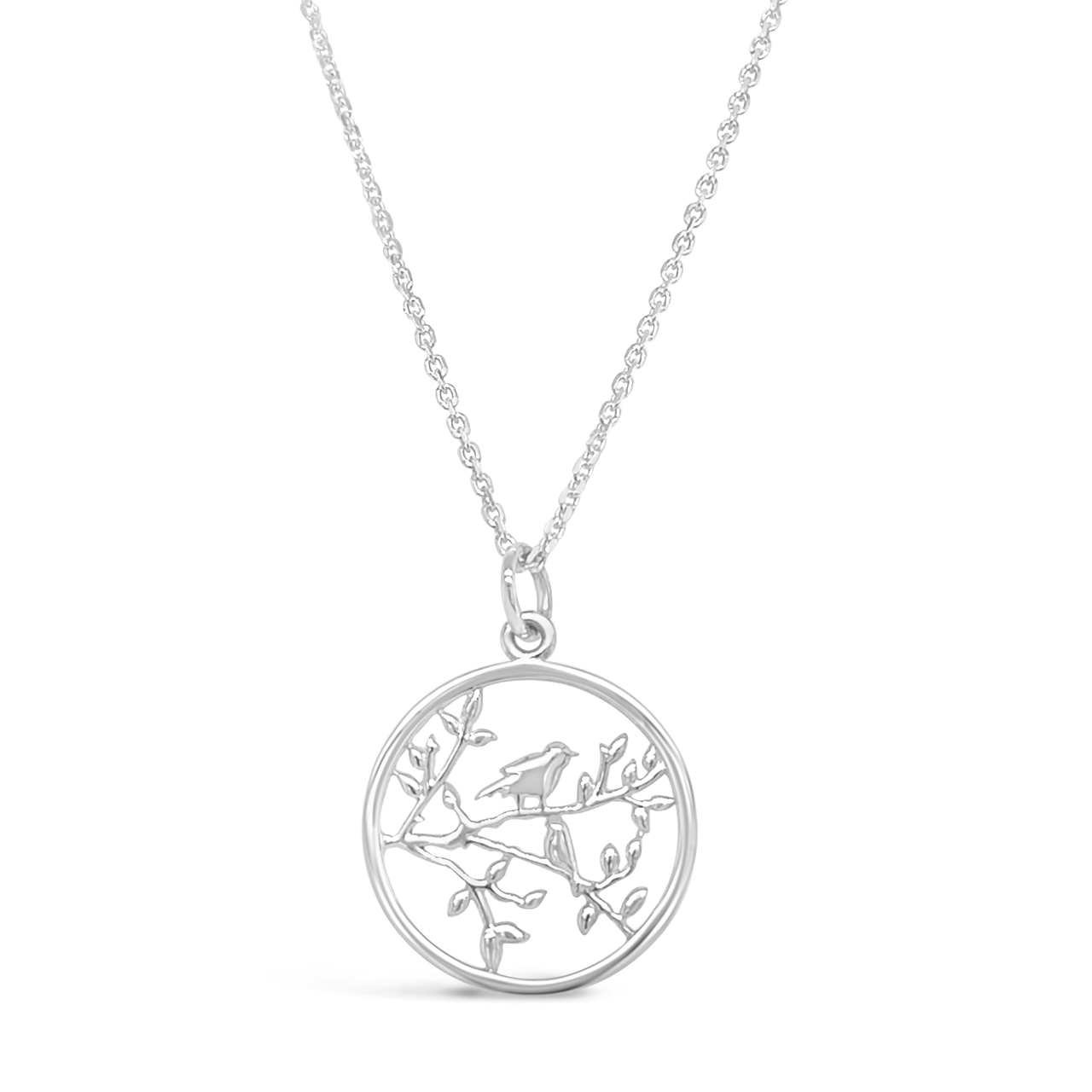 Sterling Silver Little Birds in a Tree Pendant