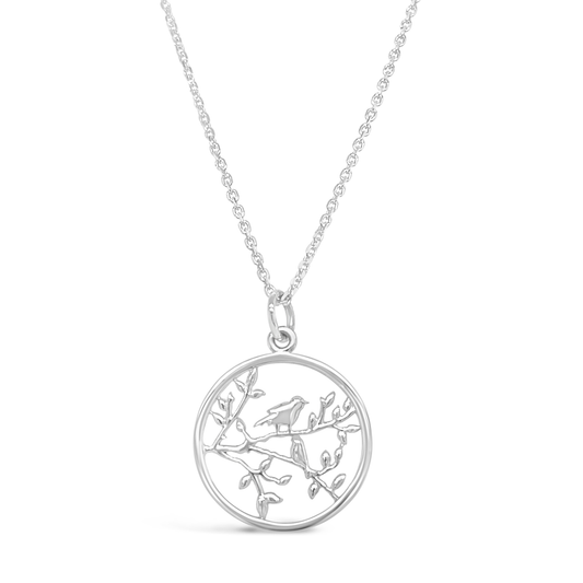 Sterling Silver Little Birds in a Tree Pendant