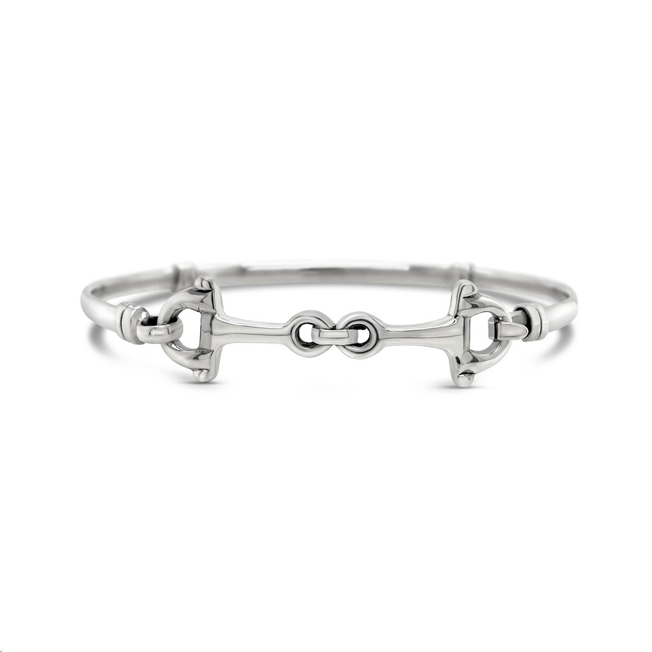 Sterling Silver Light Weight Double Snaffle Clip Over Bangle - Medium