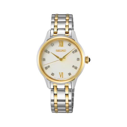 Seiko - SRZ544P1 Ladies Diamond Bezel Gold Dress Watch