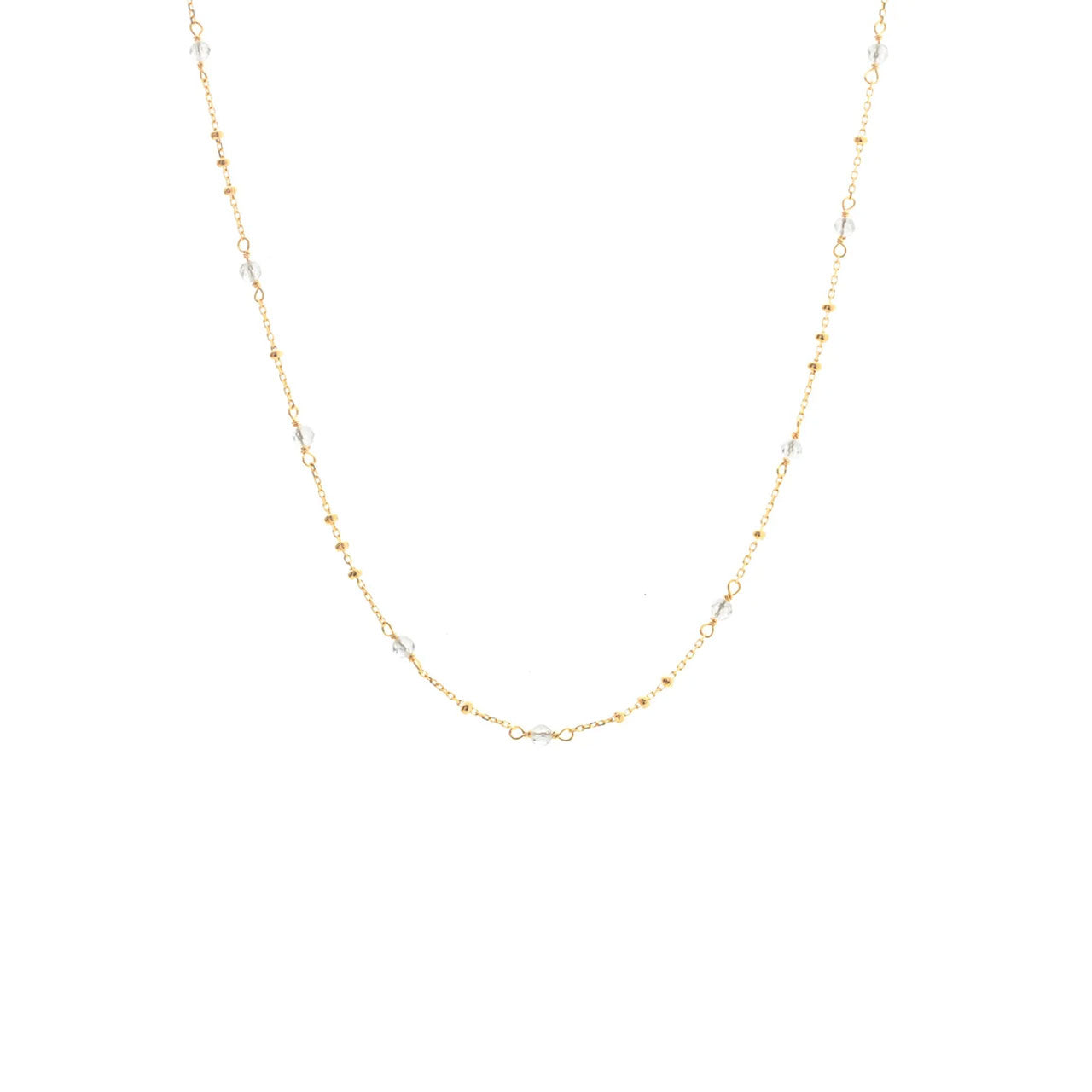 Dotty Necklace Crystal Quartz + Gold