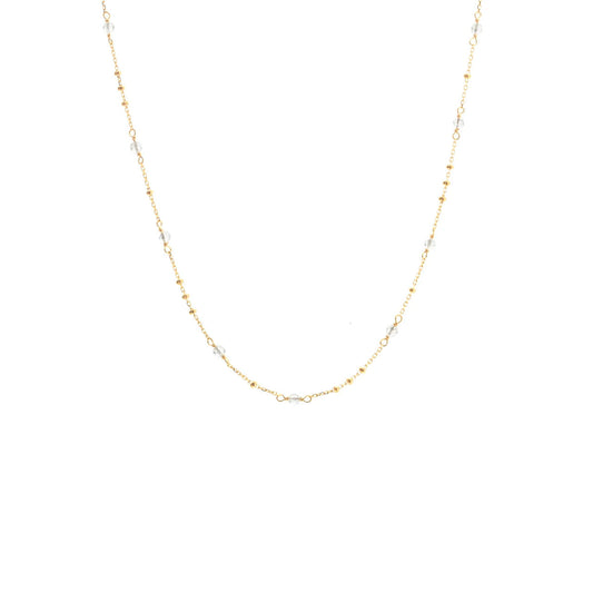 Dotty Necklace Crystal Quartz + Gold