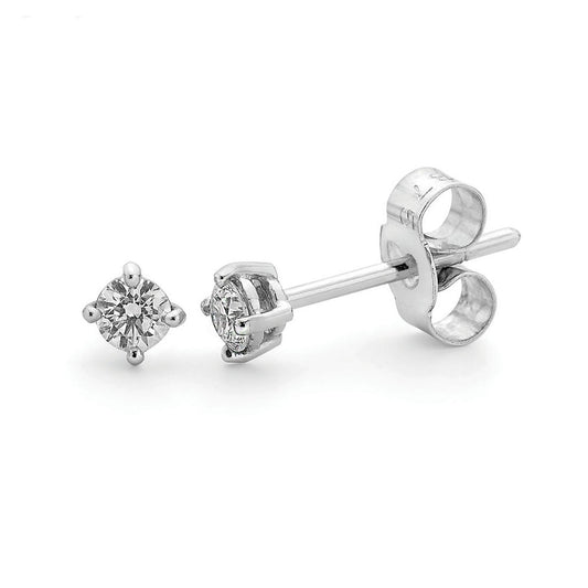 9k White Gold 0.20ct Diamond Solitaire Stud Earrings