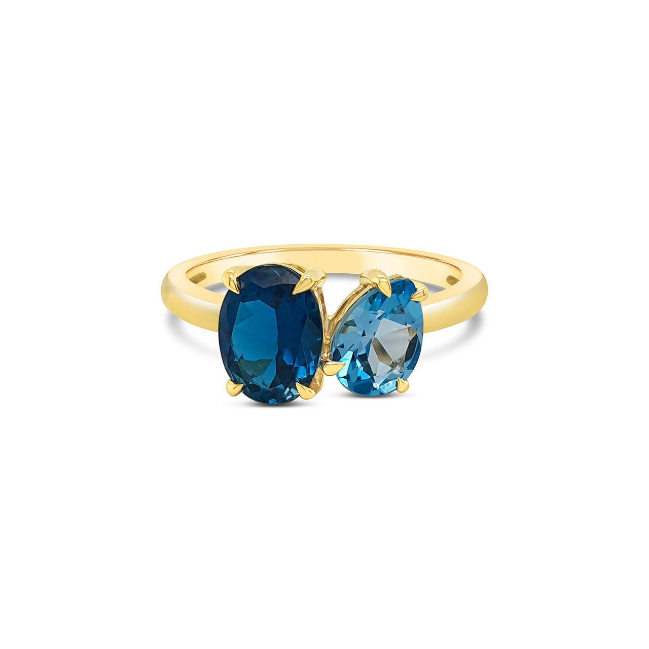 9k Yellow Gold Toi et Moi Blue Topaz Dress