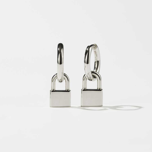 Sterling Silver Locked Charm Earrings