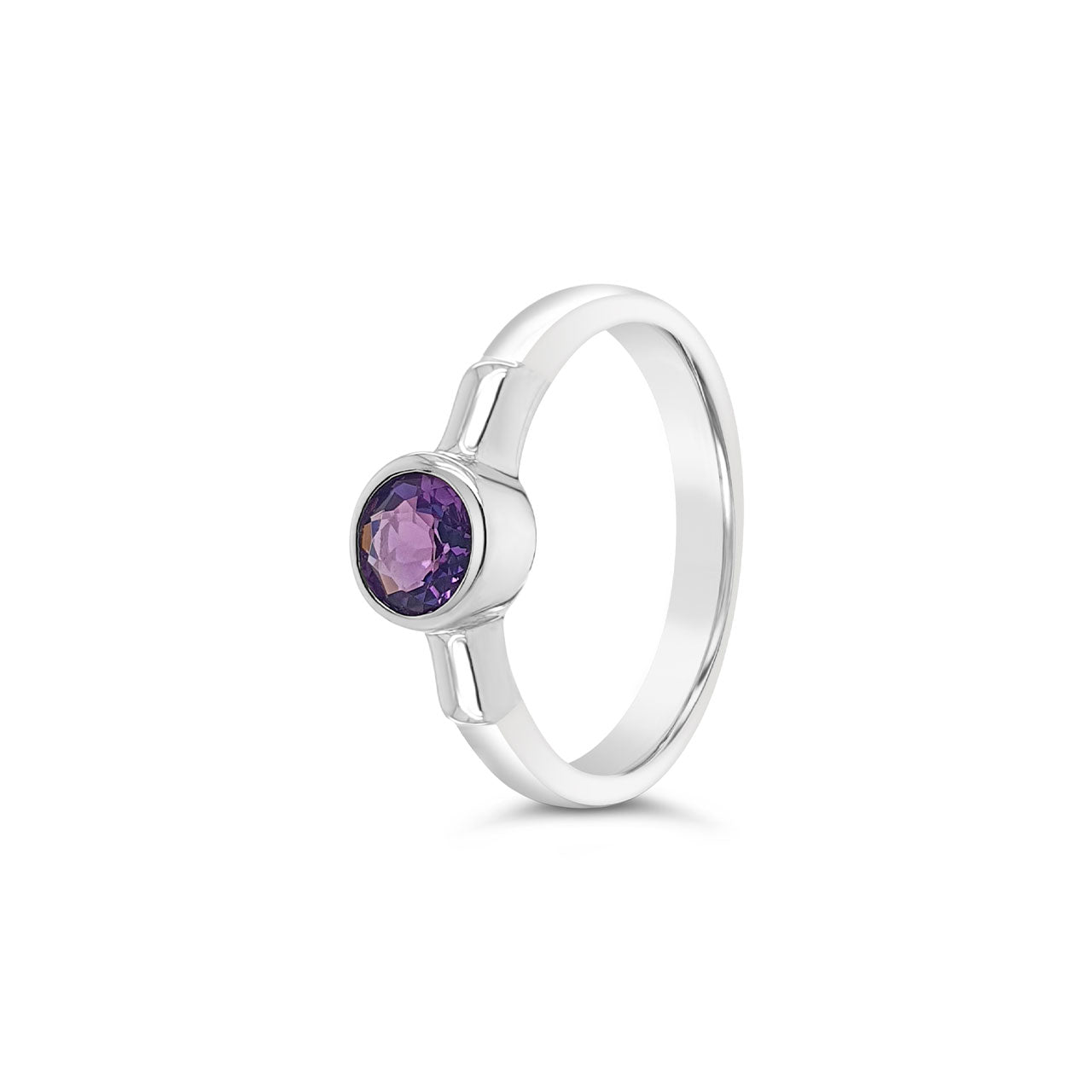Sterling Silver Bezel Set Amethyst Dress Ring