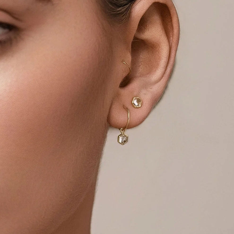 Mini Harmony Hoops Crystal Quartz + Silver