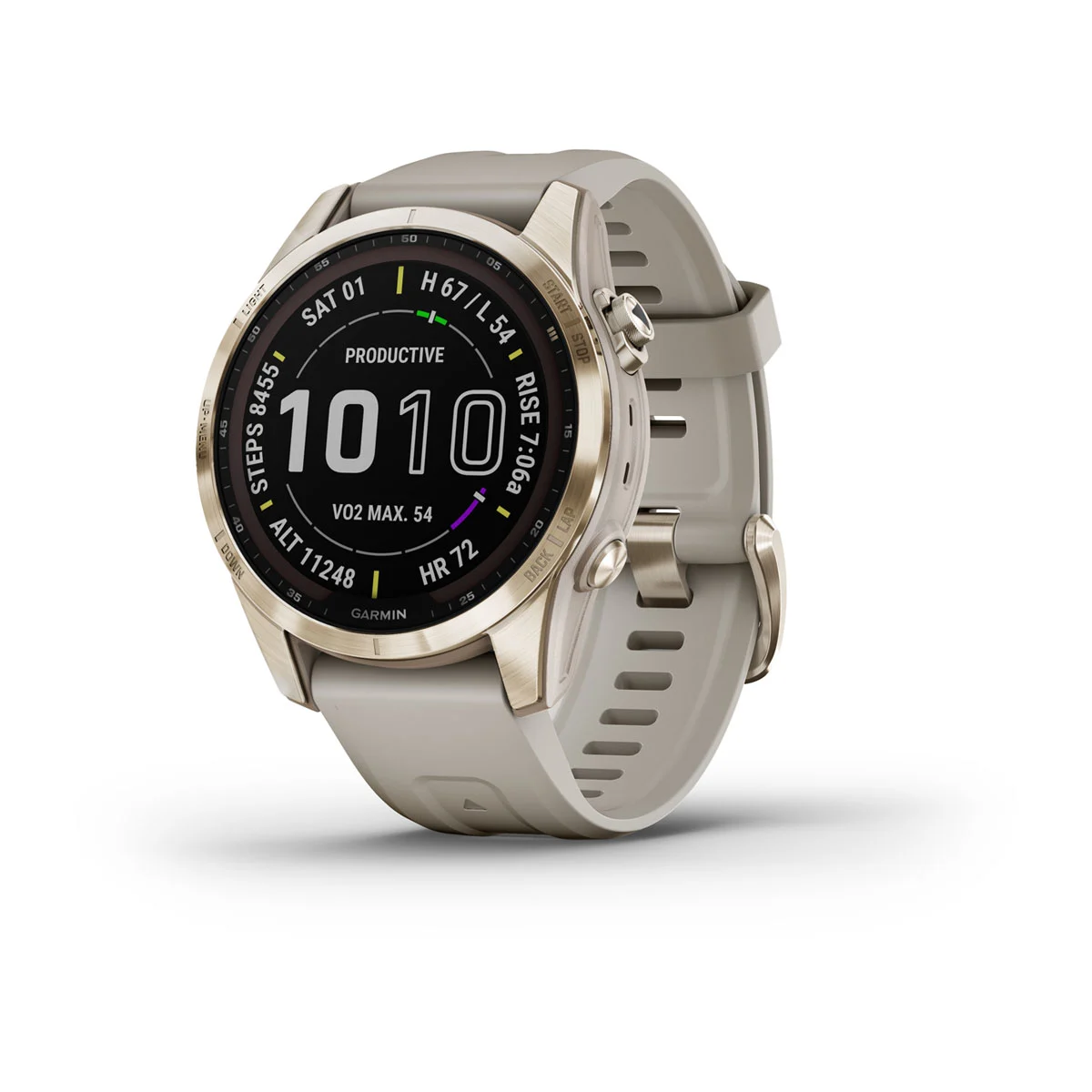 fēnix® 7S – Sapphire Solar Edition - Cream Gold Titanium with Light Sand Band - 010-02539-22