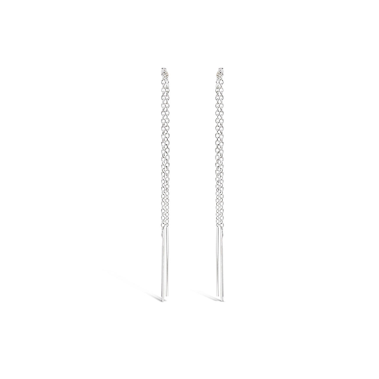 Sterling Silver Long Full Length Thread Earrings