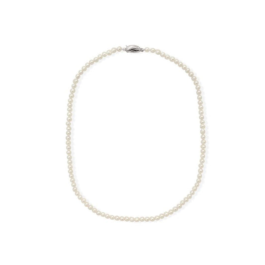 4-4.5mm Sterling Silver White Round Strand Pearl Necklace