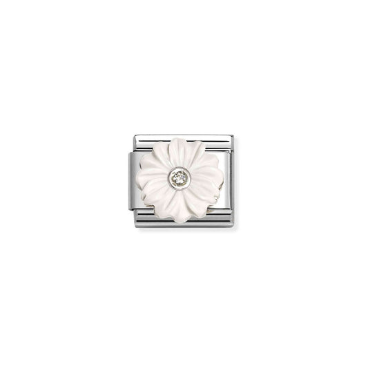 Composable Classic Link 330512/23 White Flower In Silver & CZ